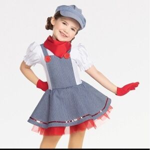 Revolution Girls Dance Costume Size Small Pinstripe Dress‎ Choo Choo Ch'Boogie